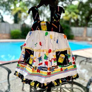 Handmade Cute Color Crayons Girl's dress, cotton, size 4
